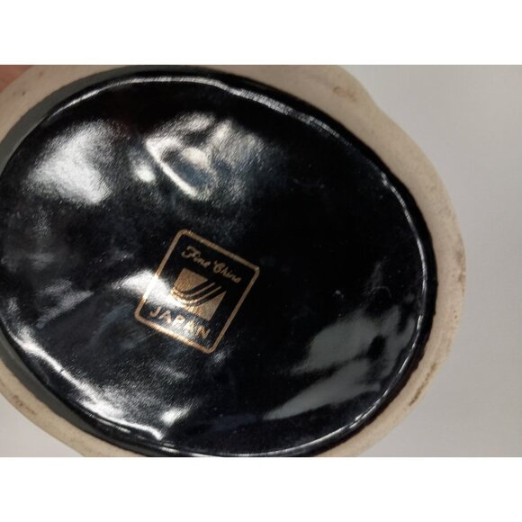 Vintage 70s Fine China Black Elegance Asian Vase With Red Poppy Flowers Japan - Picture 9 of 10